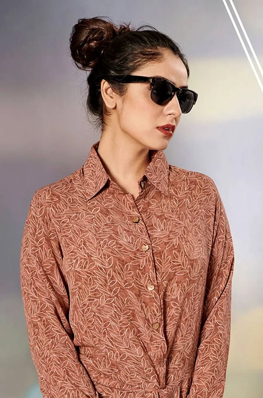 Women's Kanebo Shirt in Multicolour Digital Print, M and L