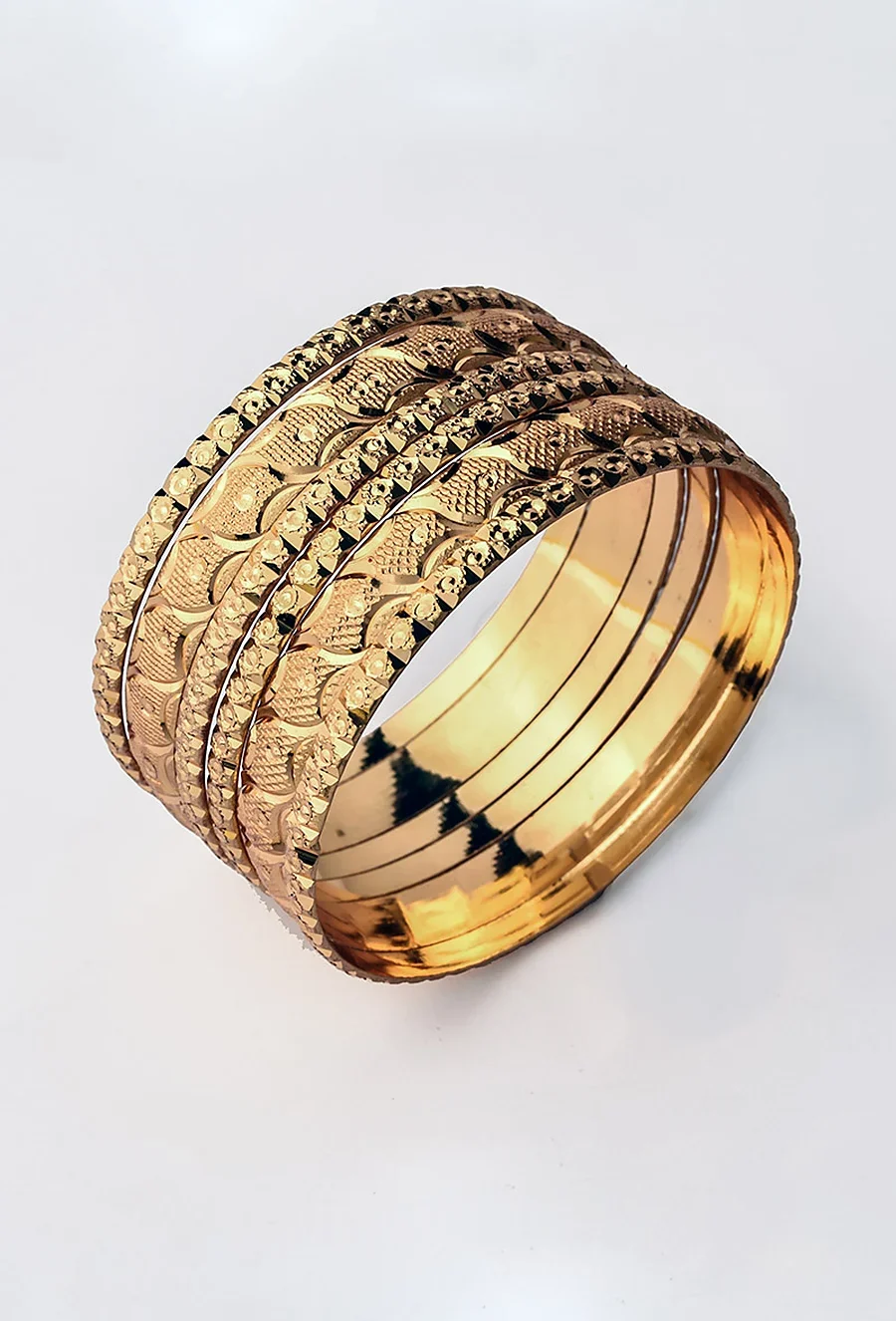 Golden Gold-Plated Bangle Set for Festive and Puja Days