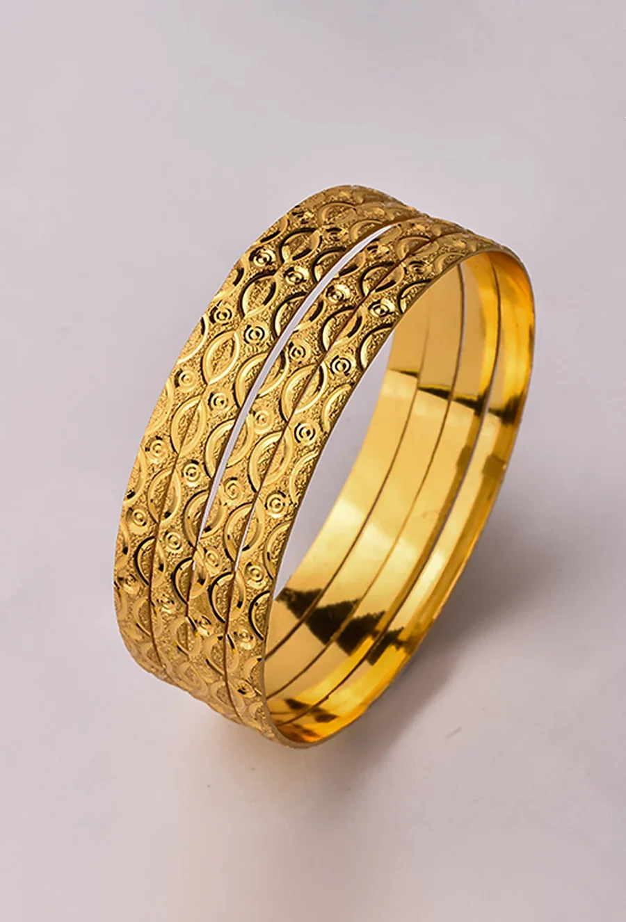 Golden Gold-Plated Bangle Set for Daytime Family Functions