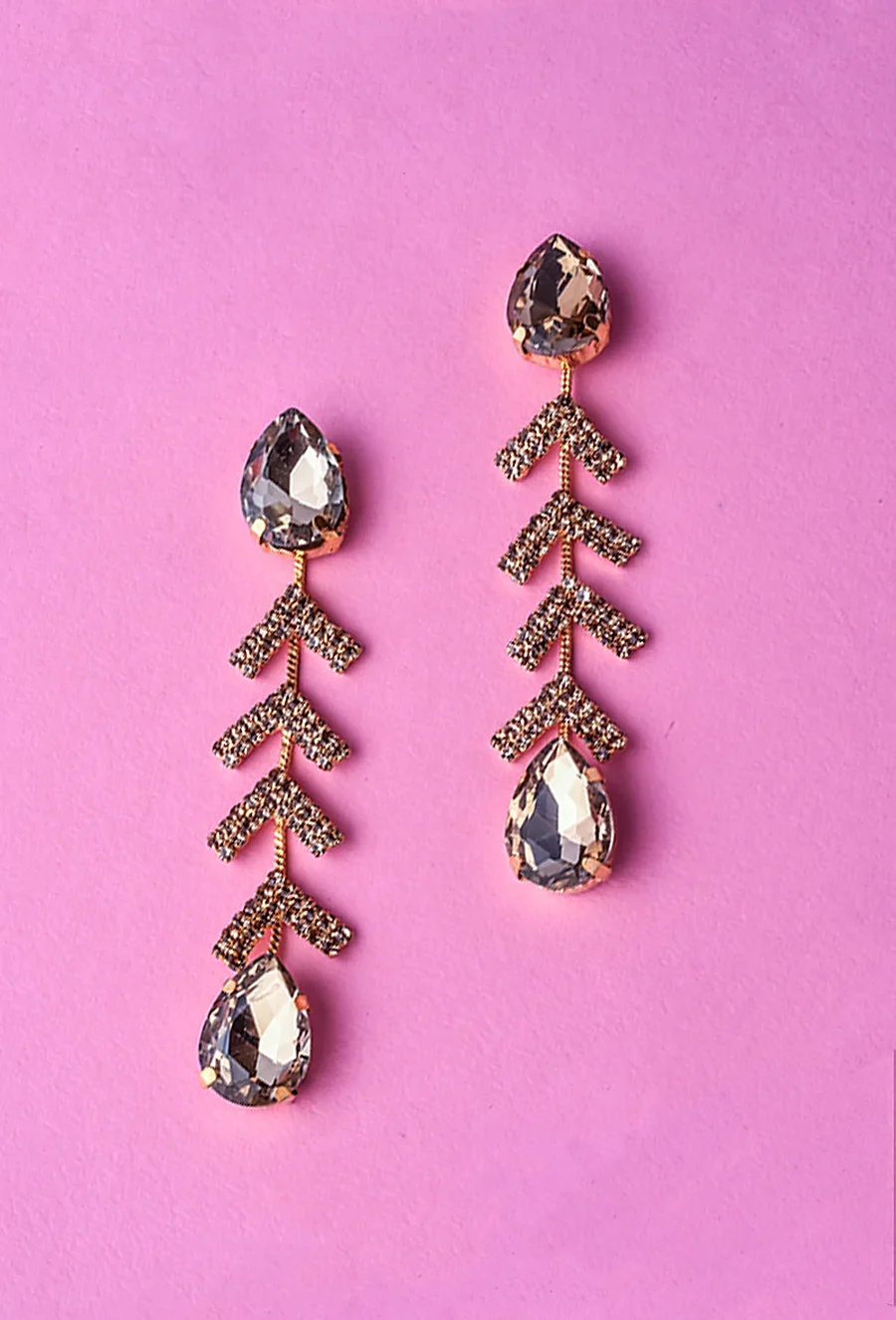 Light Violet Gold-Toned Drop Earrings for Daily Ethnic Wear