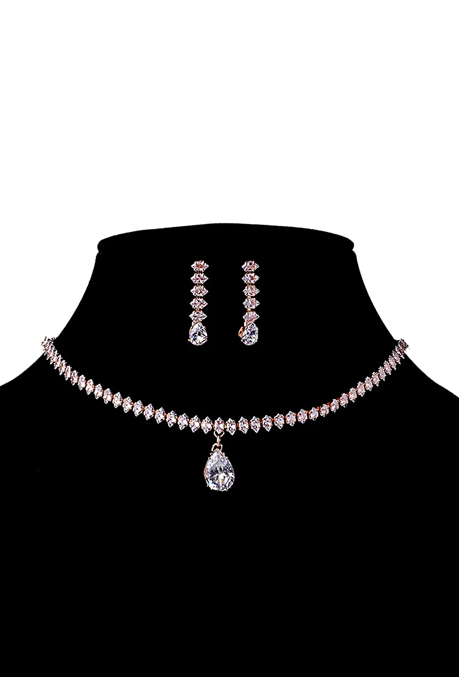 Golden Fusion Party Necklace Set With Clear Stone Work