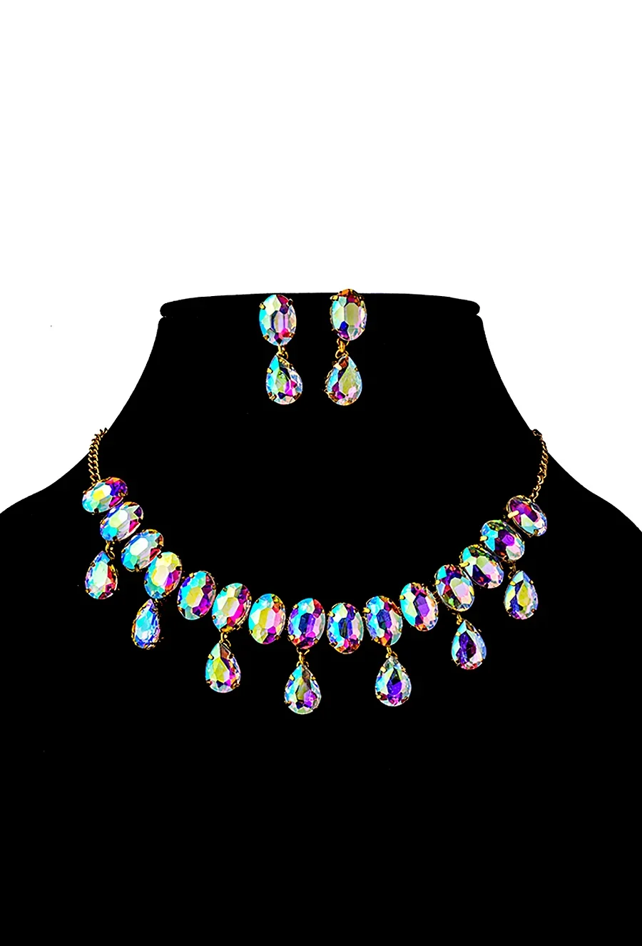 Pink and Green Oval Stone Necklace Set — Artificial Jewellery