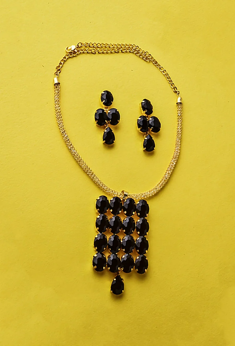 Black Beaded Gold-Plated Necklace for Festive Ethnic Wear