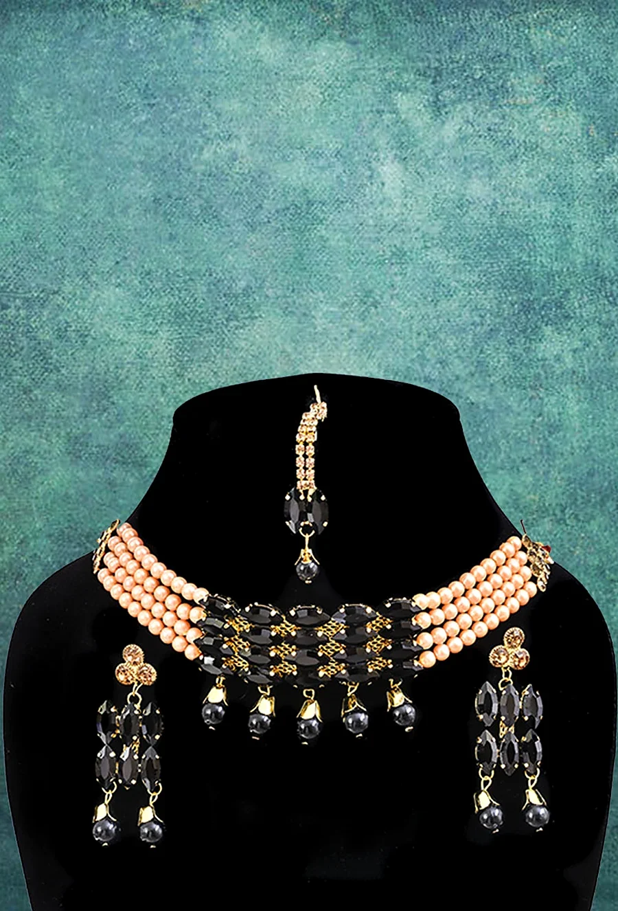 Black Choker Necklace Set for Evening Party Dressing