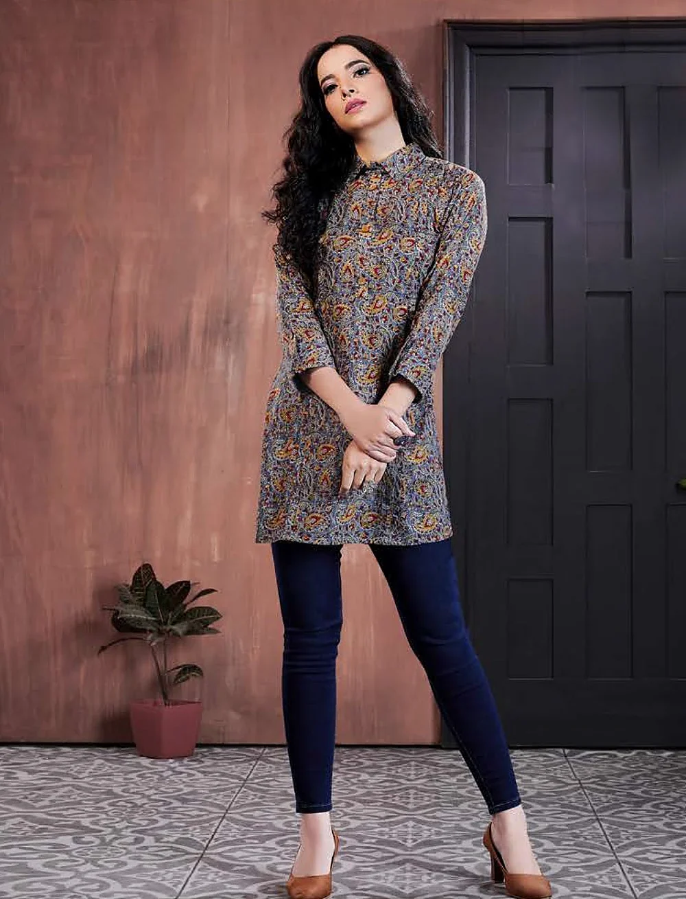 Multicolour Cotton Silk Kurti for Office and Daily Wear