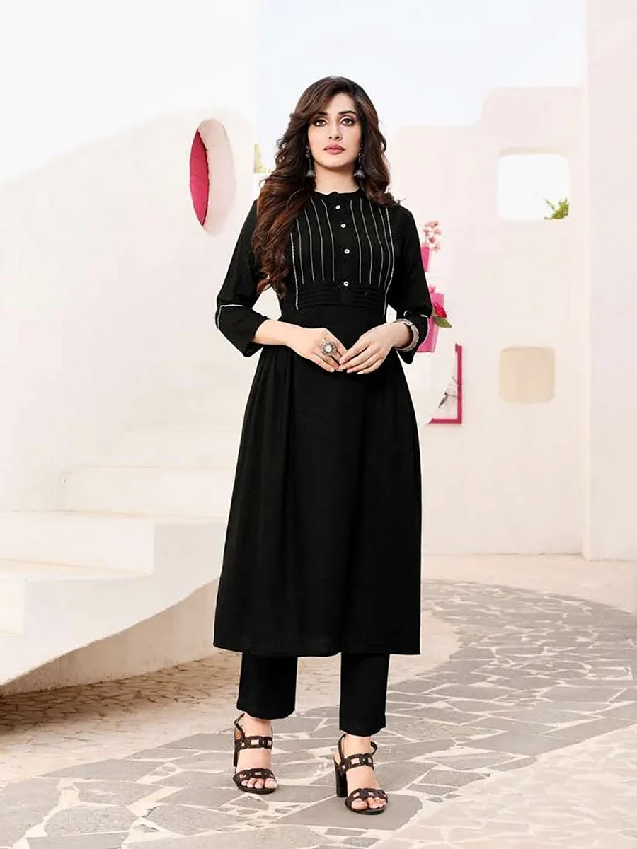 Black Cotton Silk Kurti for Office, Home and Casual Wear