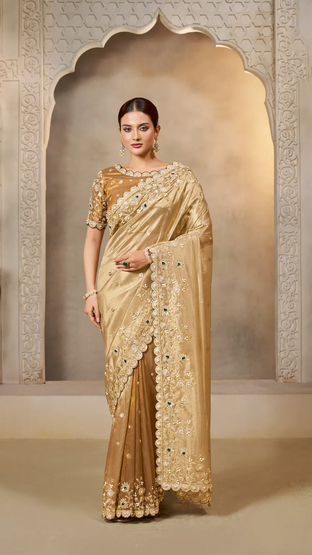 Cora Zari Tissue Silk Designer Saree with Zardoshi Embroidery