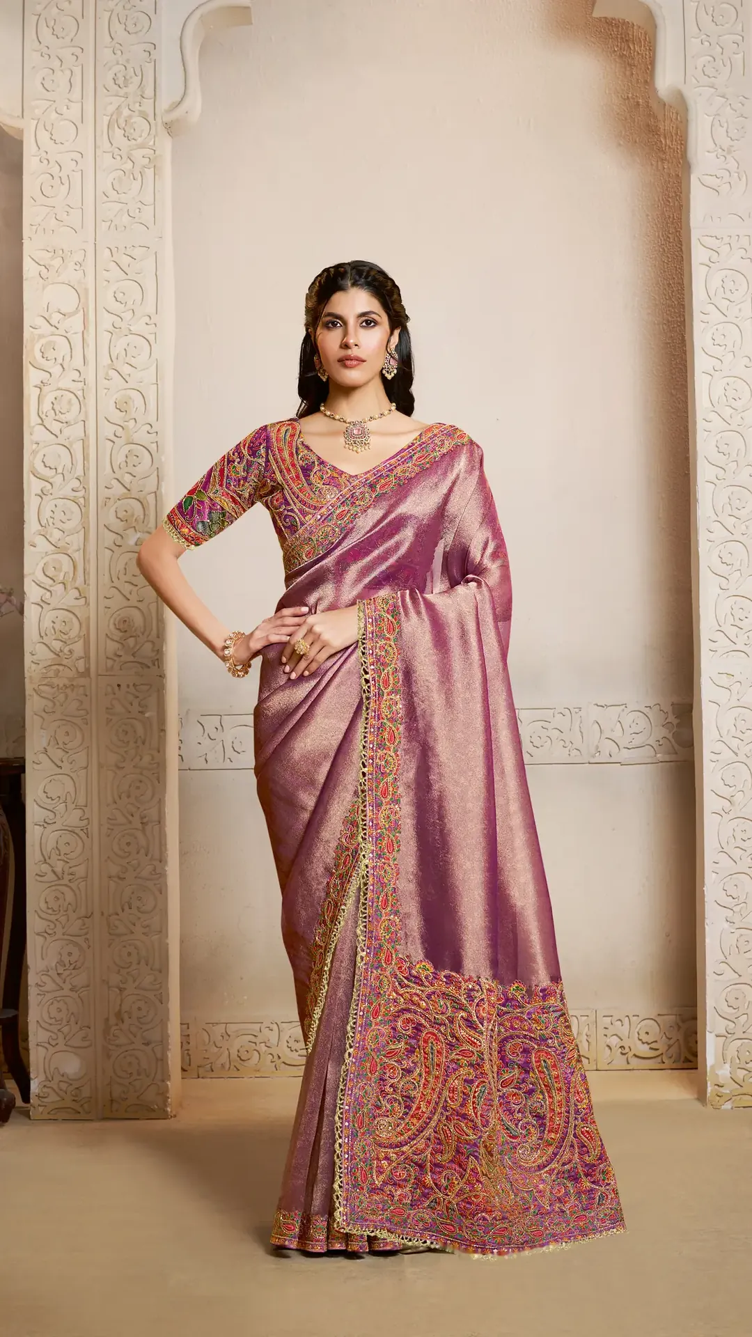 Kanjivaram Self Jaquard Silk Designer Saree with Position Print Work